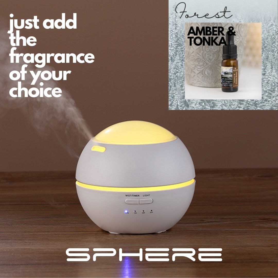 WHITE SPHERE DIFFUSER WITH FREE AMBER AND TONKA FRAGRANCE