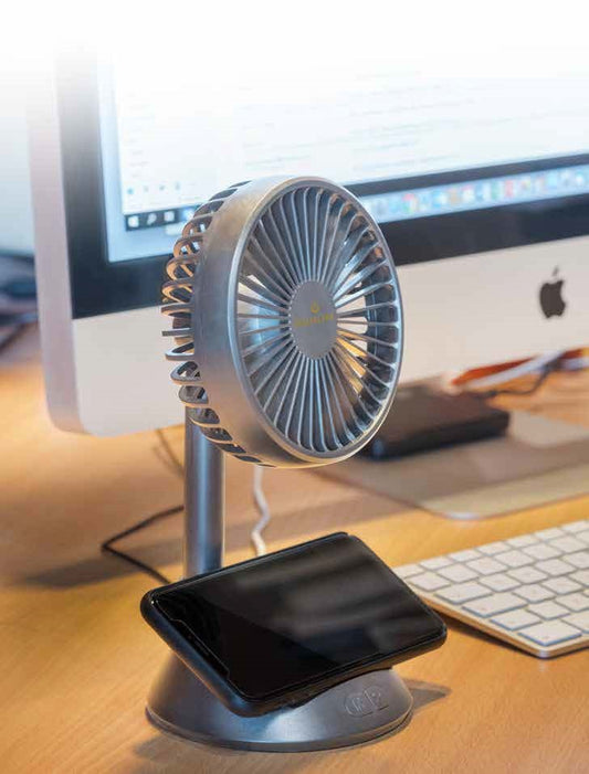 Desk Fan with Wireless Mobile Charger